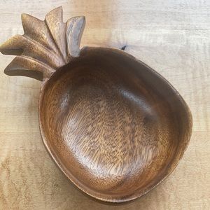 Vintage Monkey Pod Wooden Pineapple Bowl Dish Hawaii